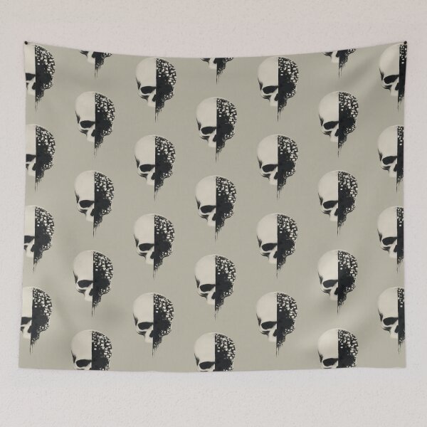 Item preview, Half Digital Skull Glitch Decay Art designed and sold by Shoot-The-Moon.