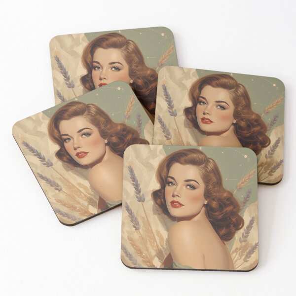Item preview, 1950s Virgo Zodiac Pin-Up – Soft Brunette Waves & Glowing Constellation | Retro Celestial Poster designed and sold by MissSaylor.