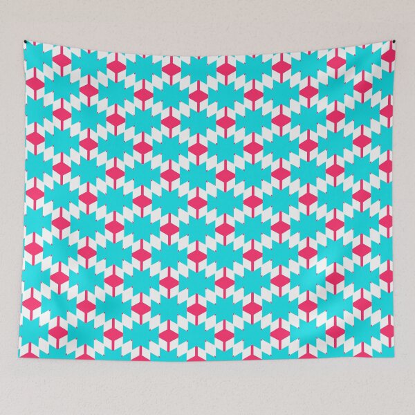 Artikelvorschau, Liebe aufwendiges Webmuster – abstraktes geometrisches Muster in Blau und Rosa entworfen und verkauft von RoyalStarsPatts.