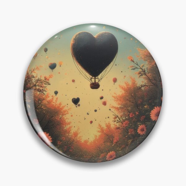 Item preview, Heart-shaped balloon above a blooming garden sky designed and sold by Mianku | Für das Leben.