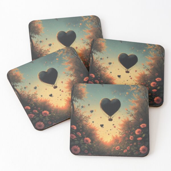 Item preview, Heart-shaped balloon above a blooming garden sky designed and sold by Mianku | Für das Leben.