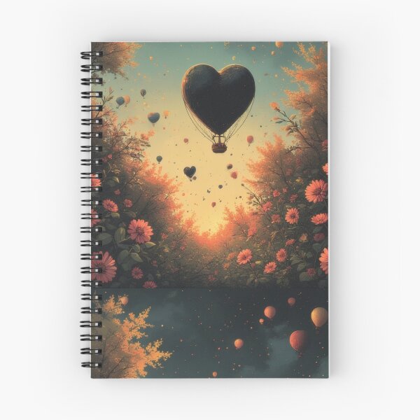 Item preview, Heart-shaped balloon above a blooming garden sky designed and sold by Mianku | Für das Leben.