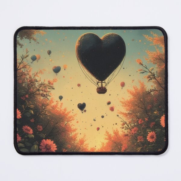 Item preview, Heart-shaped balloon above a blooming garden sky designed and sold by Mianku | Für das Leben.