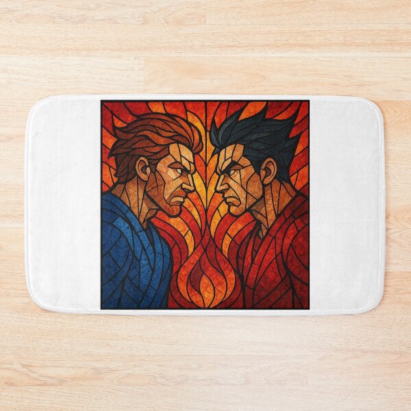 Item preview, Iconic Rivalry Clash – Vibrant Stained Glass Illustration designed and sold by Gurjeetpixelart.