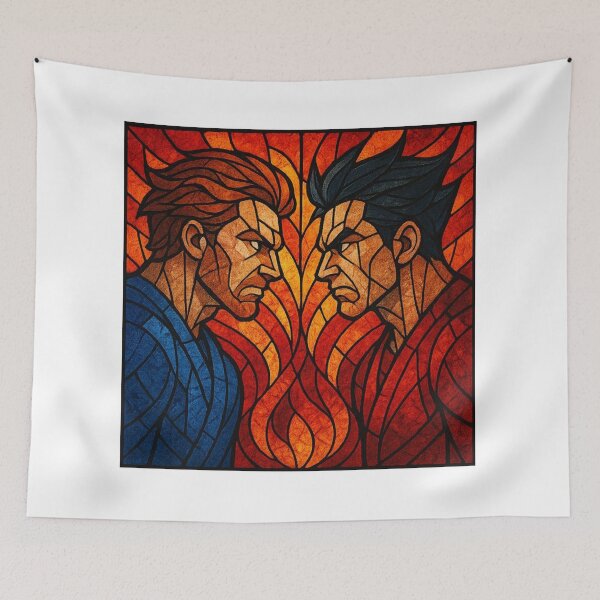Item preview, Iconic Rivalry Clash – Vibrant Stained Glass Illustration designed and sold by Gurjeetpixelart.
