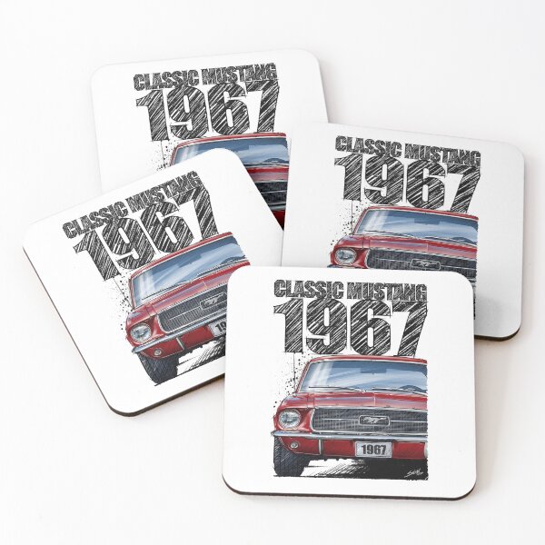 Item preview, 1967 Ford Mustang Classic Car T-Shirt – Hand Drawn Muscle Car Art (Red) designed and sold by Petrolhead T-Shirts and Art.