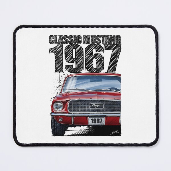 Item preview, 1967 Ford Mustang Classic Car T-Shirt – Hand Drawn Muscle Car Art (Red) designed and sold by Petrolhead T-Shirts and Art.