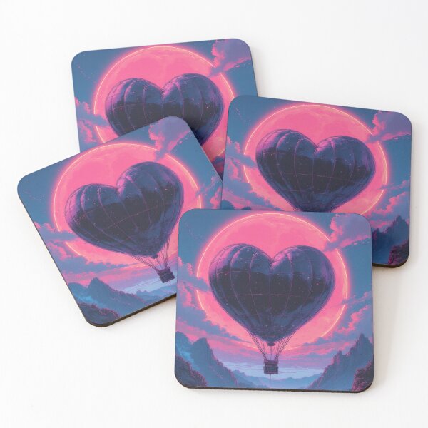 Item preview, Heart-shaped balloon over a misty mountain river valley designed and sold by Mianku | Für das Leben.