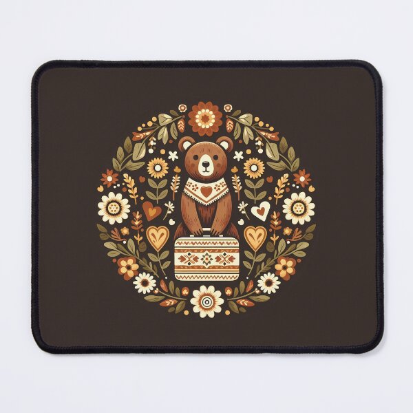 Item preview, Boarding School Bear with Heart Suitcase – Scandinavian Folk Art Back to School Design © heidiannemorris designed and sold by FOLK ART FUSION.