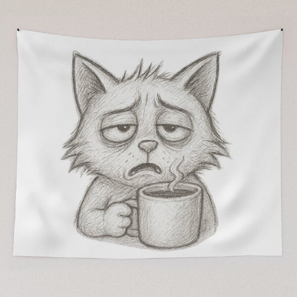 Item preview, Coffee Drinking Cat designed and sold by DomGDesign.