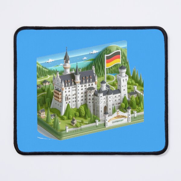 Item preview, Neuschwanstein Castle Cute 3D Sketch – Germany Fairy-Tale Castle Label with German Flag, designed and sold by PaintMeWorld.