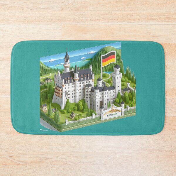 Item preview, Neuschwanstein Castle Cute 3D Sketch – Germany Fairy-Tale Castle Label with German Flag, designed and sold by PaintMeWorld.