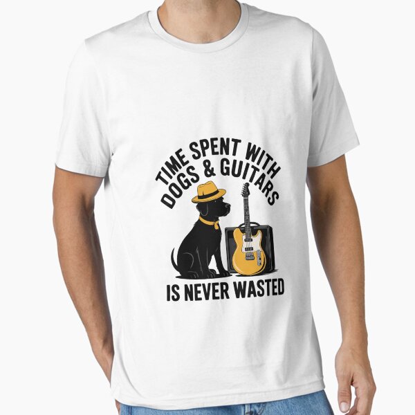 Time Spent With Dog And Guitars Is Never Wasted Saying Essential T-Shirt
