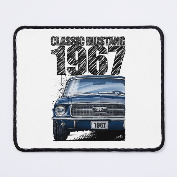 Item preview, 1967 Ford Mustang Classic Car T-Shirt – Hand Drawn Muscle Car Art (Acapulco Blue) designed and sold by Petrolhead T-Shirts and Art.