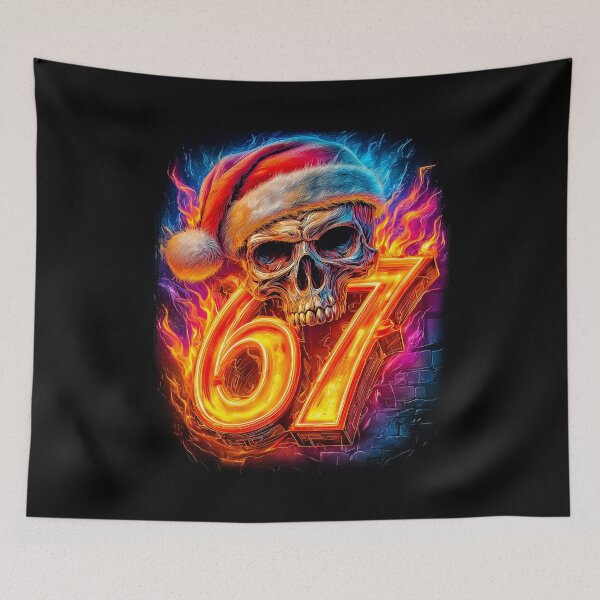 Artikelvorschau, Weihnachts-67-Meme: Totenkopf mit Weihnachtsmannmütze entworfen und verkauft von PetsArt.