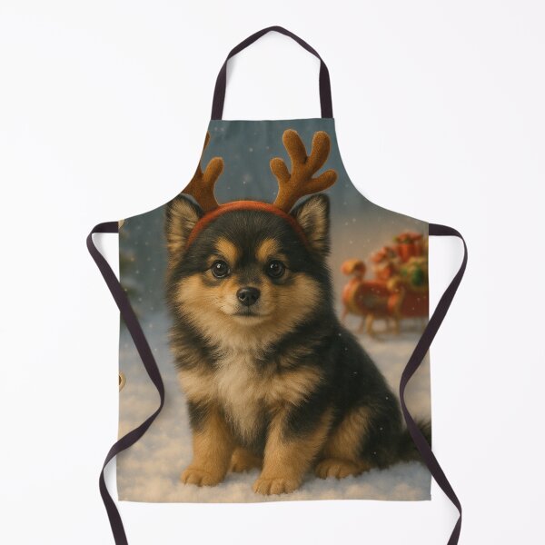Item preview, Wolf Sable Pomeranian Christmas Reindeer Puppy designed and sold by GivingJoy.