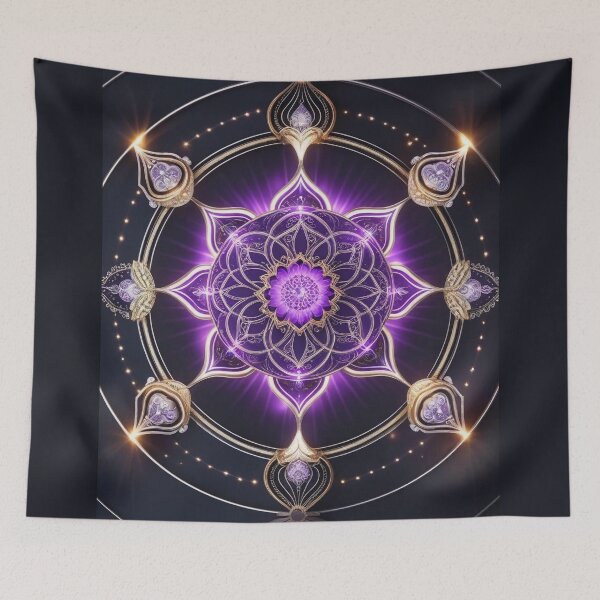Item preview, Divine Aura Activation Mandala • Purple–Gold Sacred Energy Radiance designed and sold by ArtivaNest.