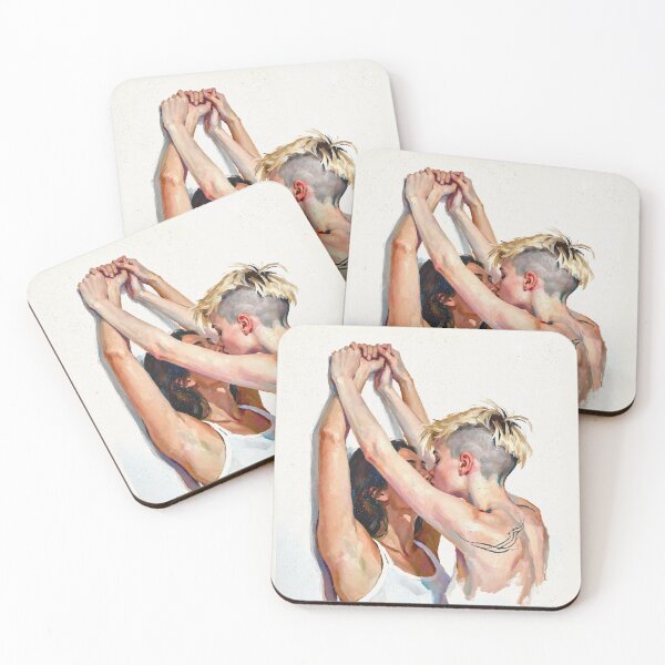 Item preview, Wall Kiss Lesbian Art Acrylic Painting WLW Passion designed and sold by TackyTime.