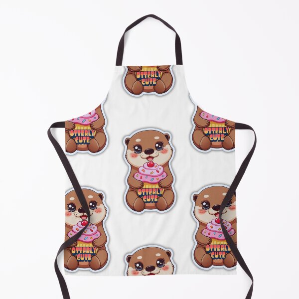 Item preview, Whimsical Otter Eating Huge Cupcake – Adorable Dessert Art Print designed and sold by Otterly Cute.