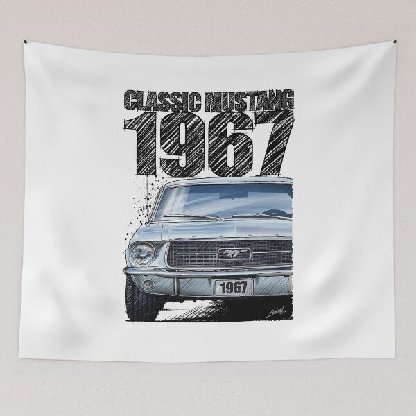 Item preview, 1967 Ford Mustang Classic Car T-Shirt – Hand Drawn Muscle Car Art (Arcadian Blue) designed and sold by Petrolhead T-Shirts and Art.