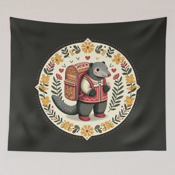 Item preview, Backpack Pangolin – Scandinavian Folk Art Back to School Design © heidiannemorris designed and sold by FOLK ART FUSION by heidiannemorris.