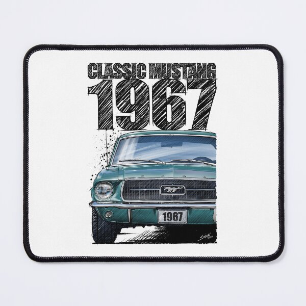 Item preview, 1967 Ford Mustang Classic Car T-Shirt – Hand Drawn Muscle Car Art (Clearwater Aqua) designed and sold by Petrolhead T-Shirts and Art.
