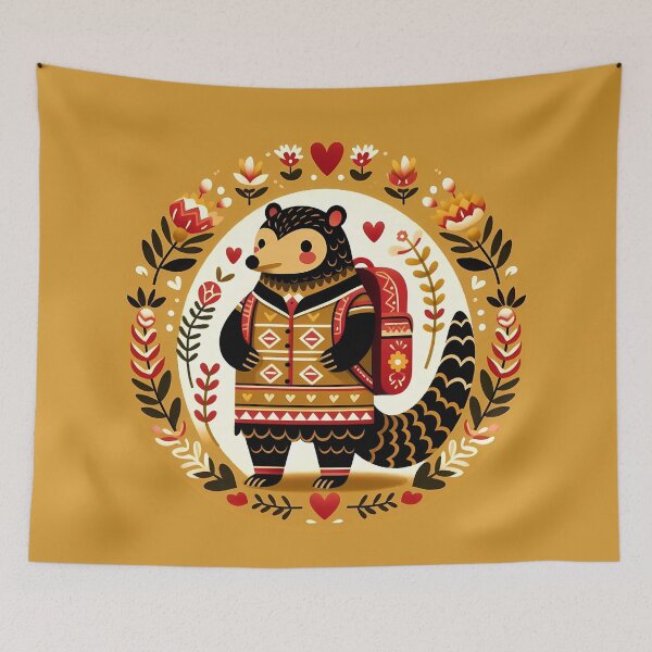 Item preview, Backpack Pangolin – Scandinavian Folk Art Back to School Design © heidiannemorris designed and sold by FOLK ART FUSION by heidiannemorris.