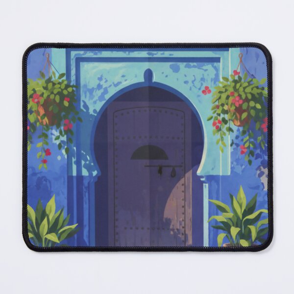 Item preview, Chefchaouen Blue Door: Vintage Moroccan Travel Poster Art designed and sold by TheNumericSpirit.