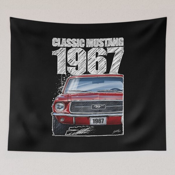 Item preview, 1967 Ford Mustang - Classic Muscle Car - Red (dark background) designed and sold by Petrolhead T-Shirts and Art.