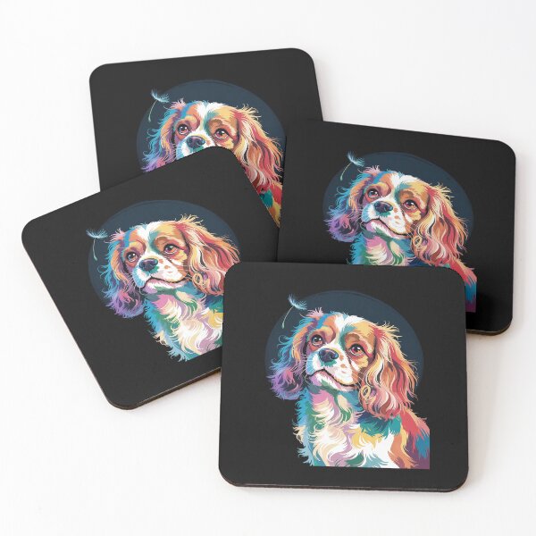 Item preview, Watercolor Colorful Cavalier King Charles Spaniel Dog  designed and sold by AquaKiev.