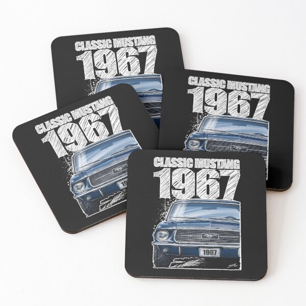 Item preview, 1967 Ford Mustang - Classic Muscle Car - Acapulco Blue (dark background) designed and sold by Petrolhead T-Shirts and Art.