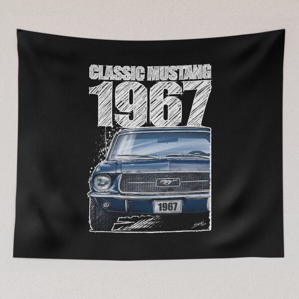Item preview, 1967 Ford Mustang - Classic Muscle Car - Acapulco Blue (dark background) designed and sold by Petrolhead T-Shirts and Art.