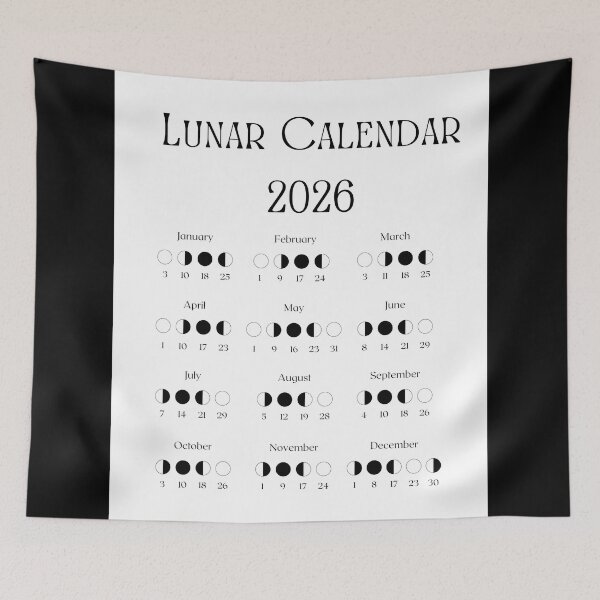 Item preview, 2026 Lunar Calendar – Minimal Black and White designed and sold by EmeraldeaDesign.