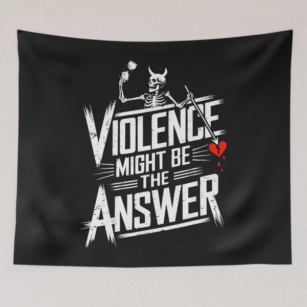 Item preview, Violence Might Be-The Answer Funny Pirate Skull designed and sold by ArleneJene.