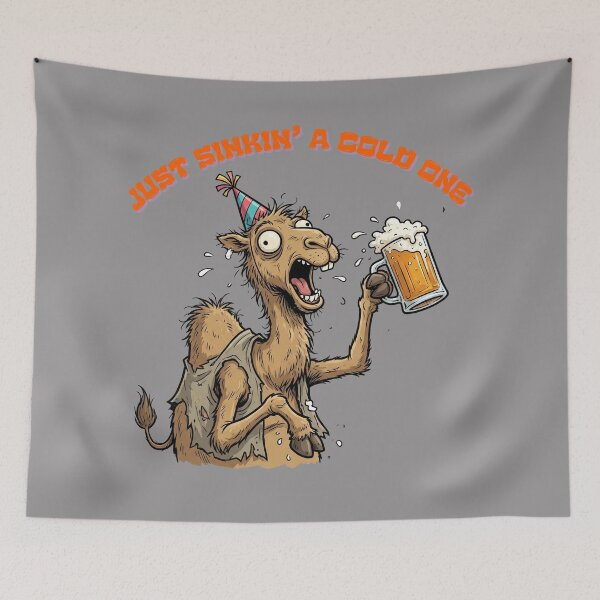 Item preview, Just Sinkin A Cold One: Funny Camel Enjoying a Beer – Comedy Camel Drinking T-Shirt designed and sold by Grang Art Artistic Designs.