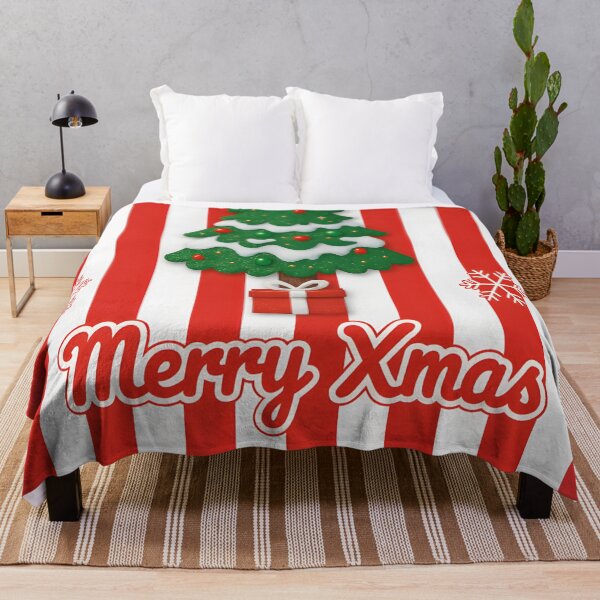 Item preview, Merry Xmas Christmas Throw Blanket & Pillow Cover – Festive Tree with Ornaments, designed and sold by ZyxDes.