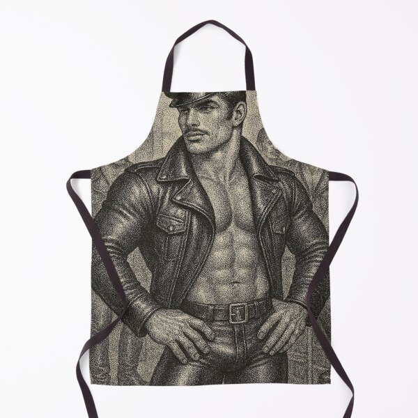 Item preview, Vintage Biker Adonis In Leather Charcoal Pointillism Tom of Finland Tribute Berlin German Pride Graphic Design designed and sold by ItsAKinkThing.