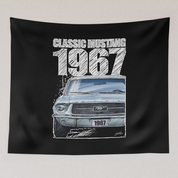Item preview, 1967 Ford Mustang - Classic Muscle Car - Arcadian Blue (dark background) designed and sold by Petrolhead T-Shirts and Art.