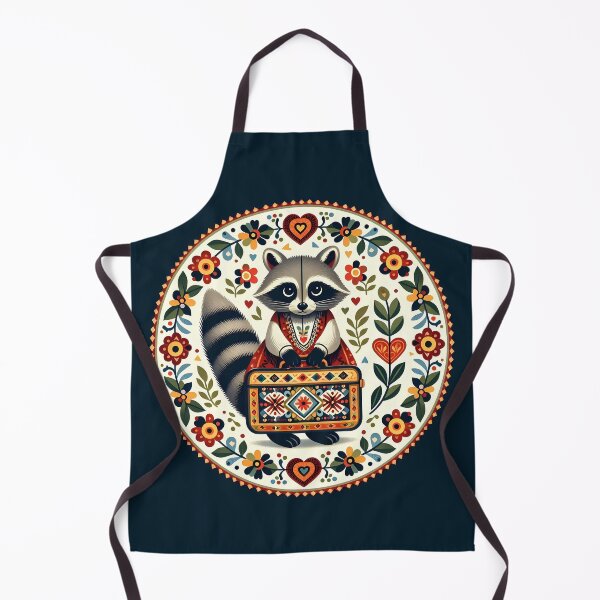Item preview, Boarding School Cute Raccoon with Suitcase – Scandinavian Folk Art Back to School Design © heidiannemorris designed and sold by FOLK ART FUSION by heidiannemorris.