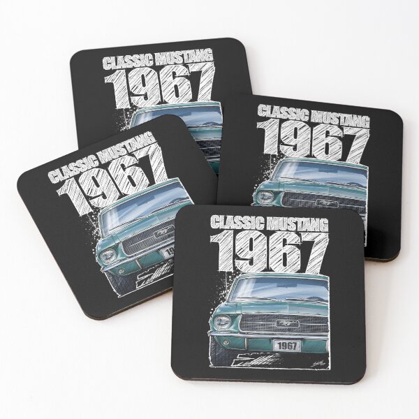 Item preview, 1967 Ford Mustang - Classic Muscle Car - Clearwater Aqua (dark background) designed and sold by Petrolhead T-Shirts and Art.