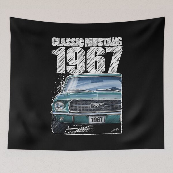 Item preview, 1967 Ford Mustang - Classic Muscle Car - Clearwater Aqua (dark background) designed and sold by Petrolhead T-Shirts and Art.