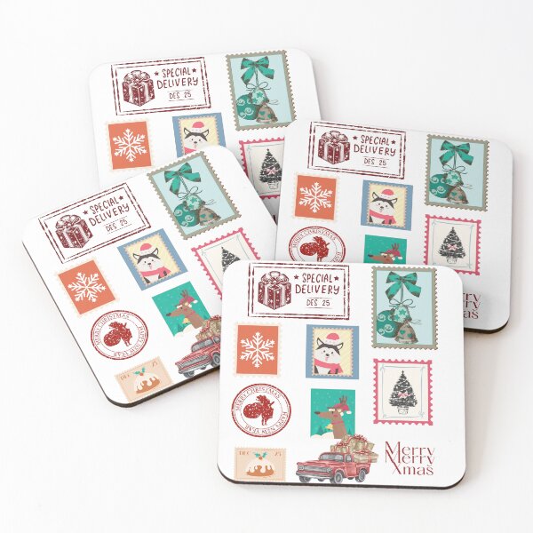 Item preview, Vintage Christmas Stamp Collection – Cute Holiday Stickers & Retro Festive Art designed and sold by Doodlelline.