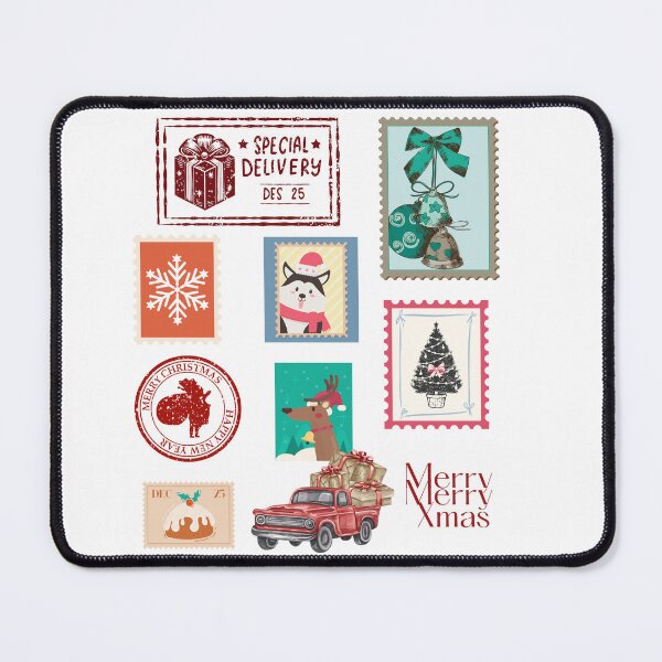 Item preview, Vintage Christmas Stamp Collection – Cute Holiday Stickers & Retro Festive Art designed and sold by Doodlelline.