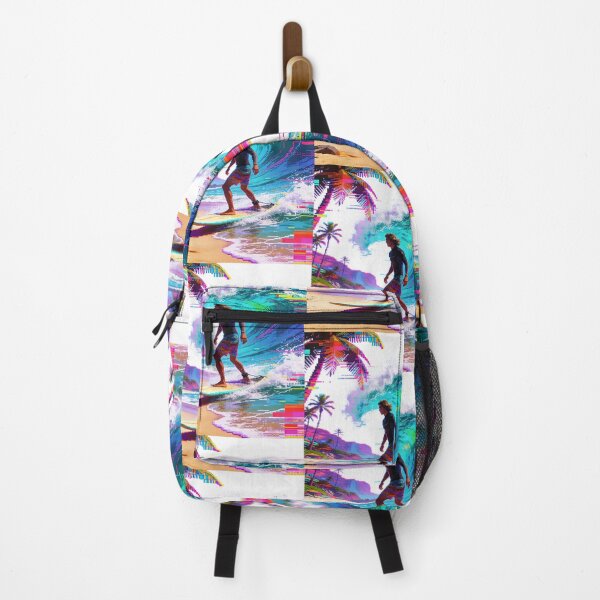 Item preview, Neon Pixel Glitch Surfer Riding the Wave – Vibrant Retro Tropical Aesthetic designed and sold by Cherrydora.