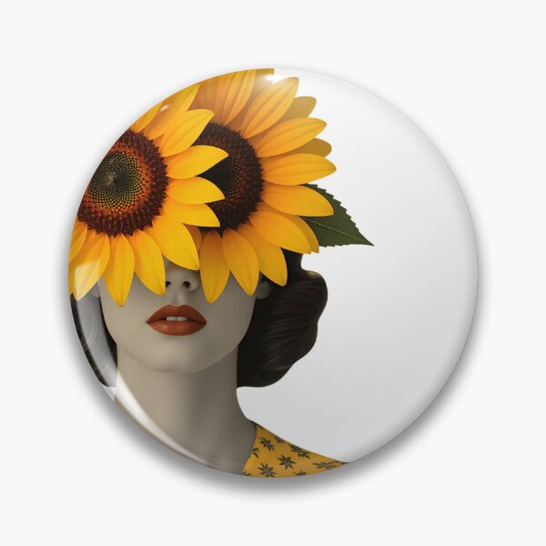 Item preview, Woman with sunflowers covering her face in a colorful setting during daytime designed and sold by SpaceartLilu.