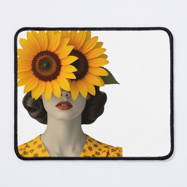 Item preview, Woman with sunflowers covering her face in a colorful setting during daytime designed and sold by SpaceartLilu.