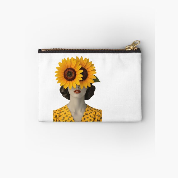 Item preview, Woman with sunflowers covering her face in a colorful setting during daytime designed and sold by SpaceartLilu.