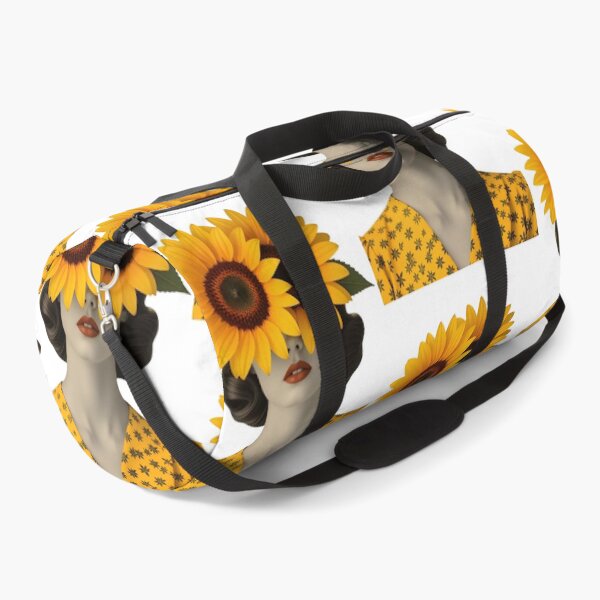 Item preview, Woman with sunflowers covering her face in a colorful setting during daytime designed and sold by SpaceartLilu.