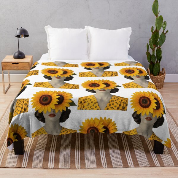 Item preview, Woman with sunflowers covering her face in a colorful setting during daytime designed and sold by SpaceartLilu.