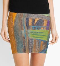 orange and blue landscape Mini Skirt